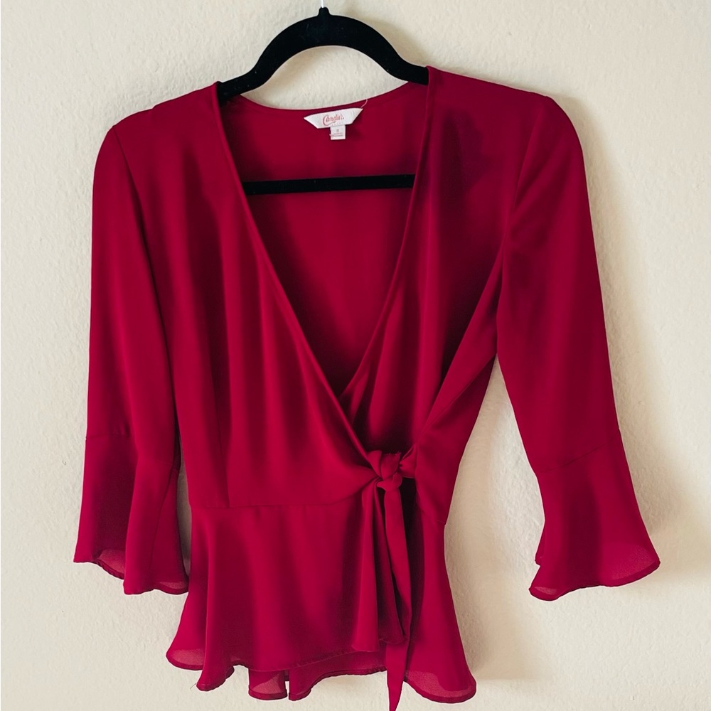 Small-Red Sheer Dress Top